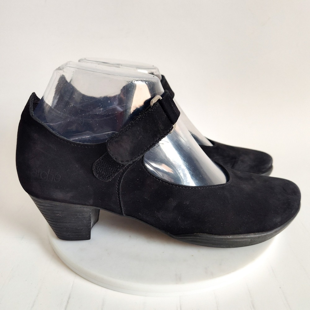Arche Mary Jane Pumps 36 / 5.5โ Black Nubuck Leather France Block Heel Shoes